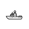 Research ship line icon. scientific and oceanographic research vessel. isolated vector image