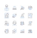 Research team line icons collection. Collaboration, Innovation, Dedication, Exploration, Analysis, Experimentation