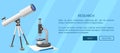 Research Web Banner with Telescope and Microscope Royalty Free Stock Photo