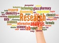 Research word cloud and hand with marker concept Royalty Free Stock Photo
