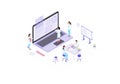 Research workers isometric vector illustration
