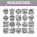 Researcher Business Collection Icons Set Vector Illustrations