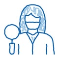 researcher dermatologist doctor doodle icon hand drawn illustration