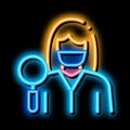 researcher dermatologist doctor neon glow icon illustration