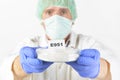 Researcher holding sweetener E951 Royalty Free Stock Photo