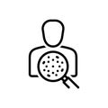 Black line icon for Researcher, investigator and people