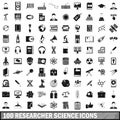 100 researcher science icons set, simple style