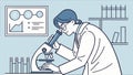 Researcher Using Microscope in Modern Laboratory Setting, vector design Generative AI Royalty Free Stock Photo