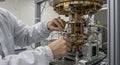 Researcher Works on Quantum Computing Hardware System Royalty Free Stock Photo