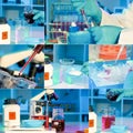 Researchers work in modern scientific lab, Royalty Free Stock Photo