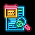 researching and accepting finance audit neon glow icon illustration
