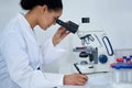 Researching new medicine. an attractive young female scientist working in her lab. Royalty Free Stock Photo