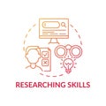 Researching skills red gradient concept icon