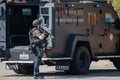 A LAPD SWAT team responds to a barricaded gunman in Reseda, CA