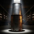 Resembling a drum in a warehouse setting. It features a riveted Royalty Free Stock Photo