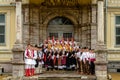 RESEN, MACEDONIA - NOVEMBER 25:Members of folk group Tashe Miloshevski , posing in yard of a well known building Saray in