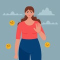Resentment concept. Offended, angry, upset woman. Vector illustration in flat style