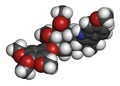 Reserpine alkaloid molecule. Isolated from Rauwolfia serpentina (Indian snakeroot). 3D rendering. Atoms are represented as spheres