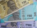 Reserve bank of india Face of Mahatma Gandhi printed on Twenty Fifty and hundred rupees new banknotes rupees