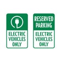 Reserved Parking, Electric Vehicles Only sign. Royalty Free Stock Photo