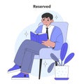 Reserved personality type from Big Five. Flat vector illustration