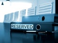 Reserved on Ring Binder. Blurred Image. 3D. Royalty Free Stock Photo