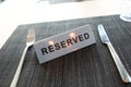 Reserved sign with fork anf knife Royalty Free Stock Photo