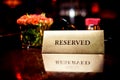 Reserved sign in restaurant Royalty Free Stock Photo