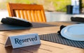 Reserved sign on a table