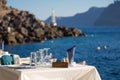 Reserved table in front of the aegean sea
