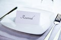 Reserved table place close up Royalty Free Stock Photo