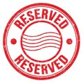 RESERVED text written on red round postal stamp sign Royalty Free Stock Photo