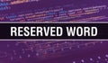 Reserved word with Digital java code text. Reserved word and Computer software coding vector concept. Programming coding script Royalty Free Stock Photo