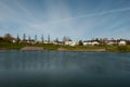 Reservoir in Glera river in town of Akureyri in Iceland Royalty Free Stock Photo