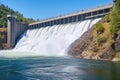 River water engineering spillway concrete reservoir powerful energy electricity nature lake hydroelectric dam