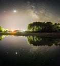 At the reservoir at night mirror lake