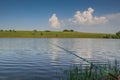 Reservoirs and field shelterbelts in the fields near the village