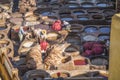 Reservoirs in tannery in Fes Royalty Free Stock Photo