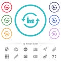 Reset to factory defaults flat color icons in circle shape outlines