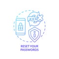 Reset your passwords blue gradient concept icon