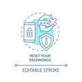 Reset your passwords turquoise concept icon