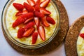 Fresh strawberry porridge on a table