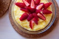 Fresh strawberry porridge on a table