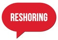 RESHORING text written in a red speech bubble