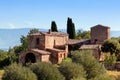 A residence in Tuscany, Italy. Tuscan farm house, cypress trees