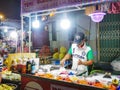 Resident selling street food in Phu Quoc island in Vietnam. Delicious ice cream for tourist at market at night. 16 May 2019, Phu