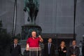 Resident of the Serbian Radical Party Vojislav Seselj gives a speech on Republic Square for Vidovdan Day.