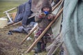 A resident of the tundra, The extreme north, Yamal, the pasture of Nenets people, children on vacation playing near reindeer