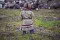 A resident of the tundra, The extreme north, Yamal, the pasture of Nenets people, children on vacation playing near the yurt in