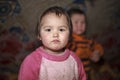 A resident of the tundra, indigenous residents of the Far North, tundra, little girl in the yurt